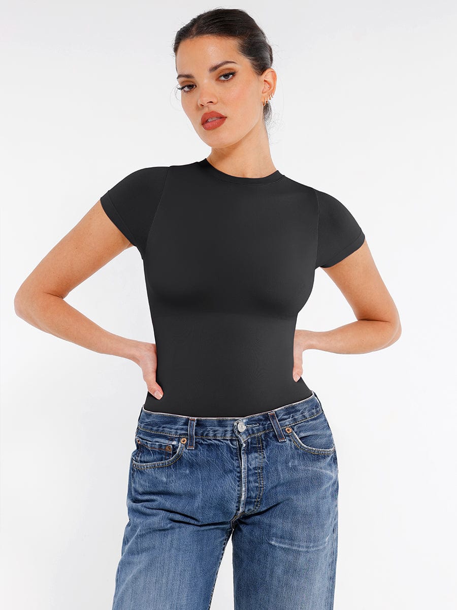 Short Sleeve Waist and abdomen Sculpt Bodysuit - Auxieswear