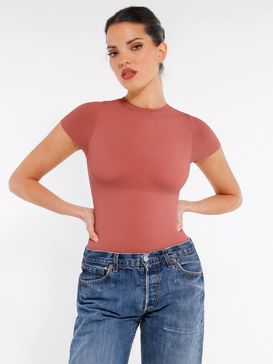 Short Sleeve Waist and abdomen Sculpt Bodysuit - Auxieswear