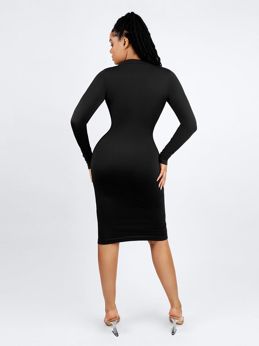 Retro Shirt Style Waist Shaping Casual Midi Dress