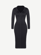 Retro Shirt Style Waist Shaping Casual Midi Dress