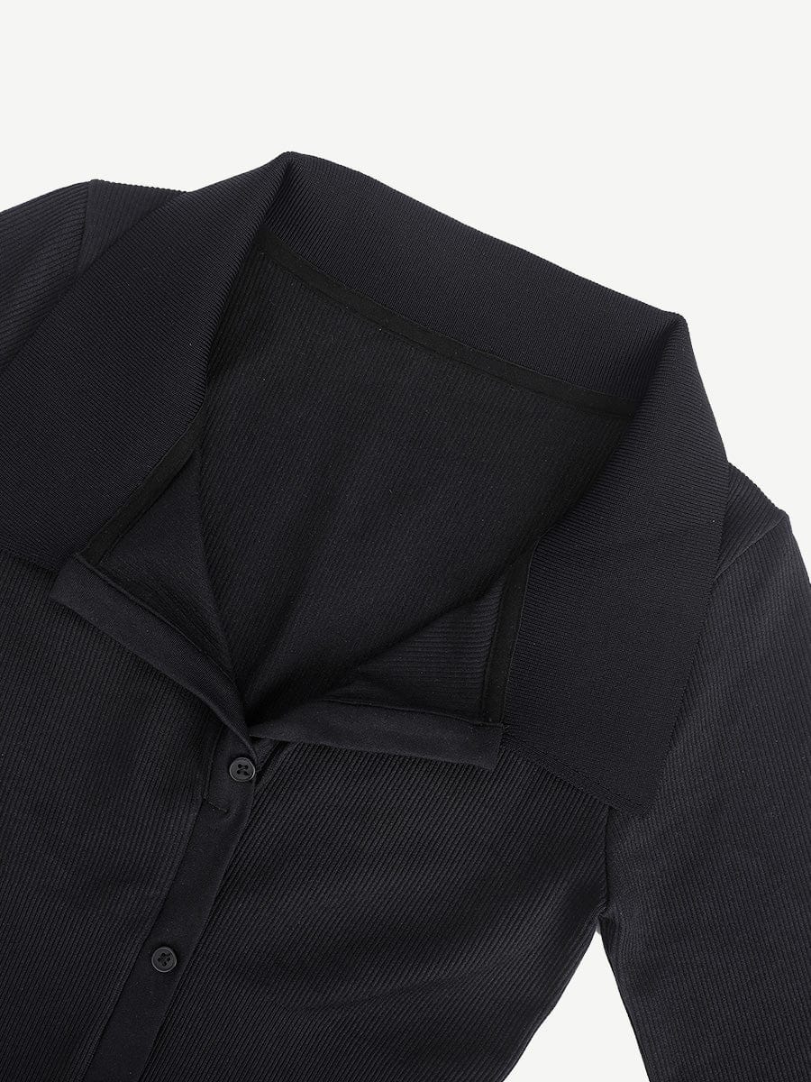 Retro Shirt Style Waist Shaping Casual Midi Dress - Auxieswear