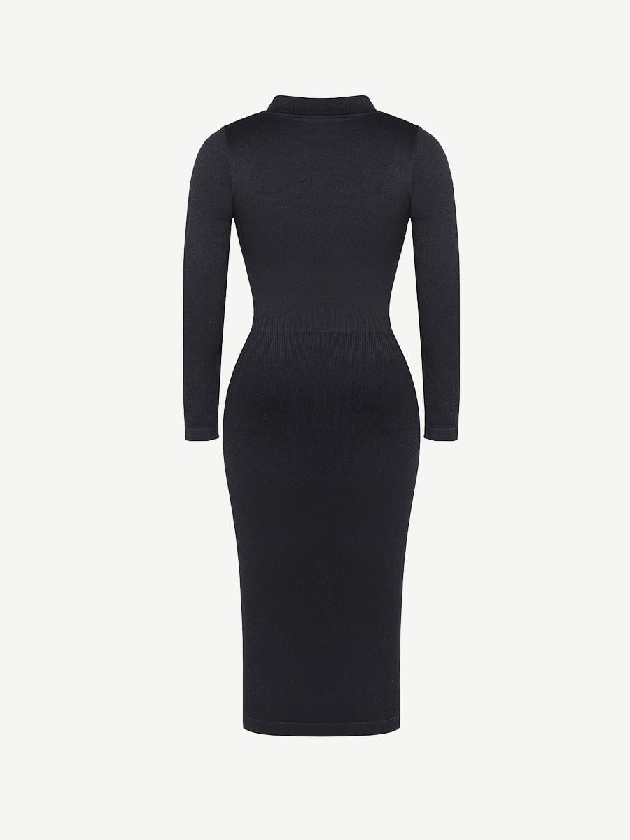 Retro Shirt Style Waist Shaping Casual Midi Dress