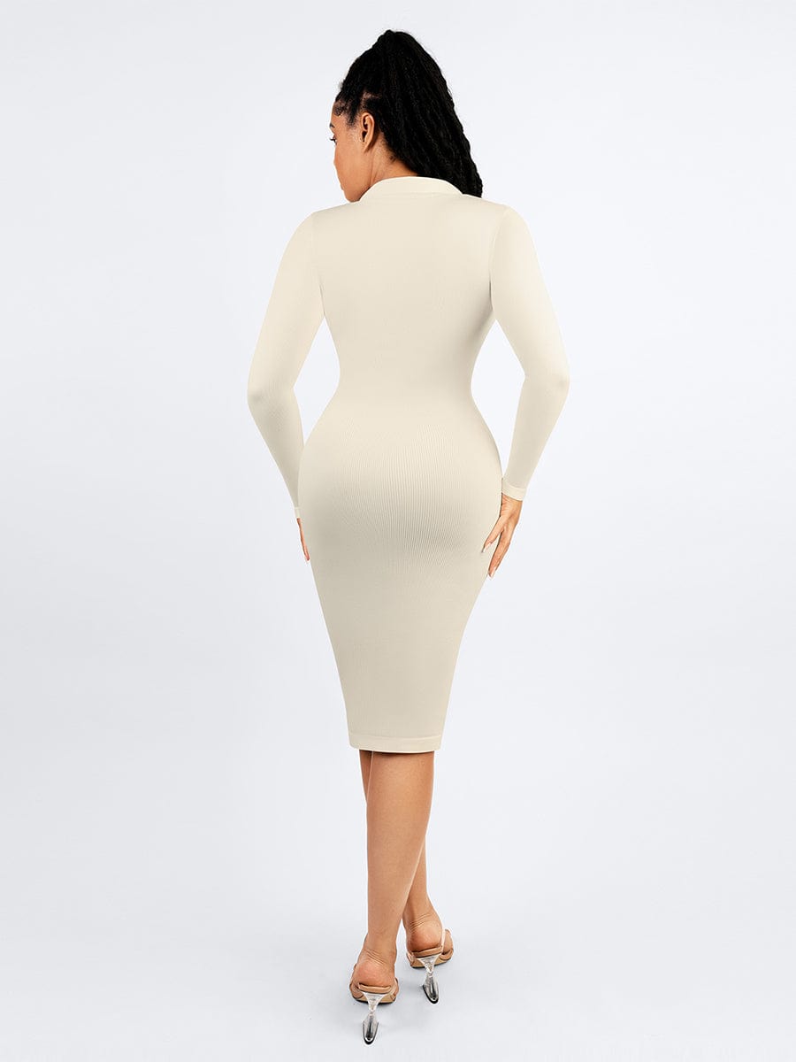 Retro Shirt Style Waist Shaping Casual Midi Dress