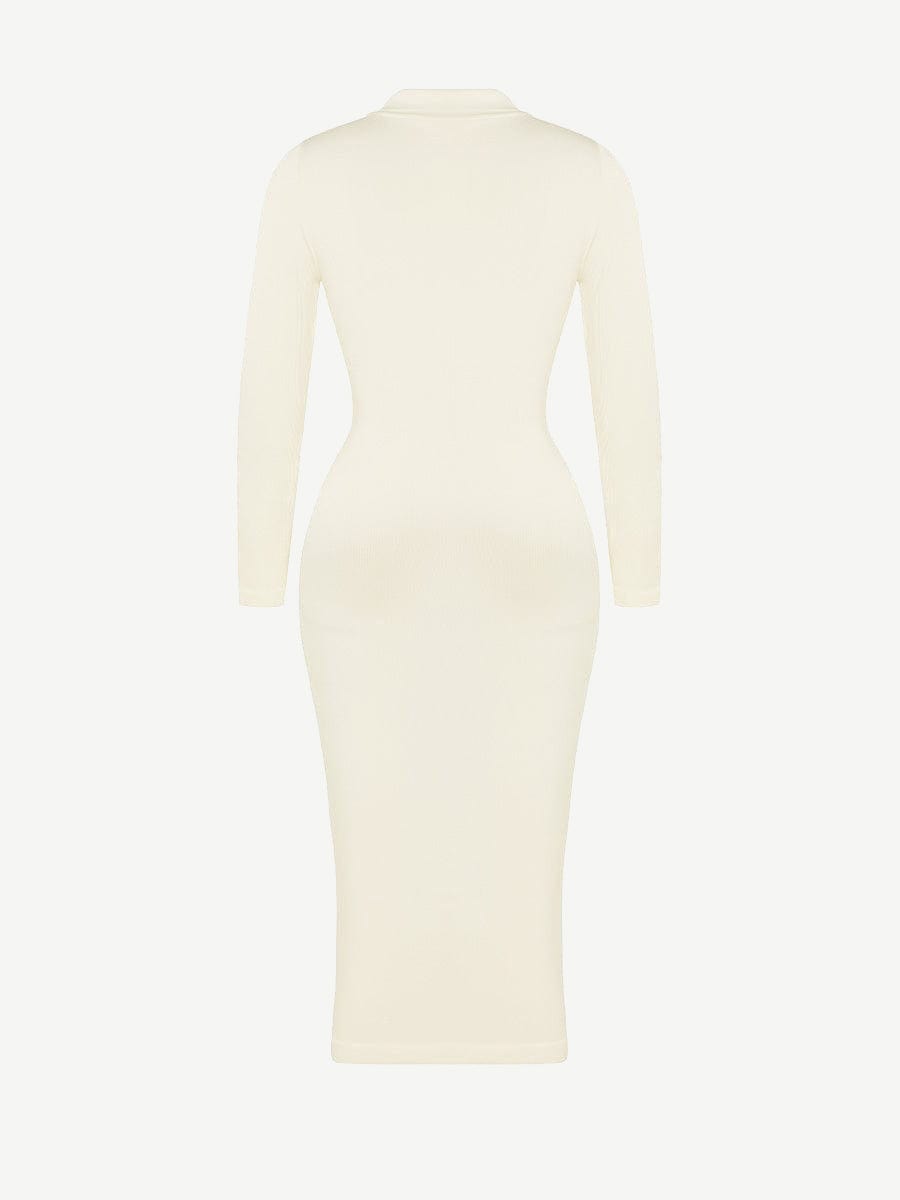 Retro Shirt Style Waist Shaping Casual Midi Dress - Auxieswear