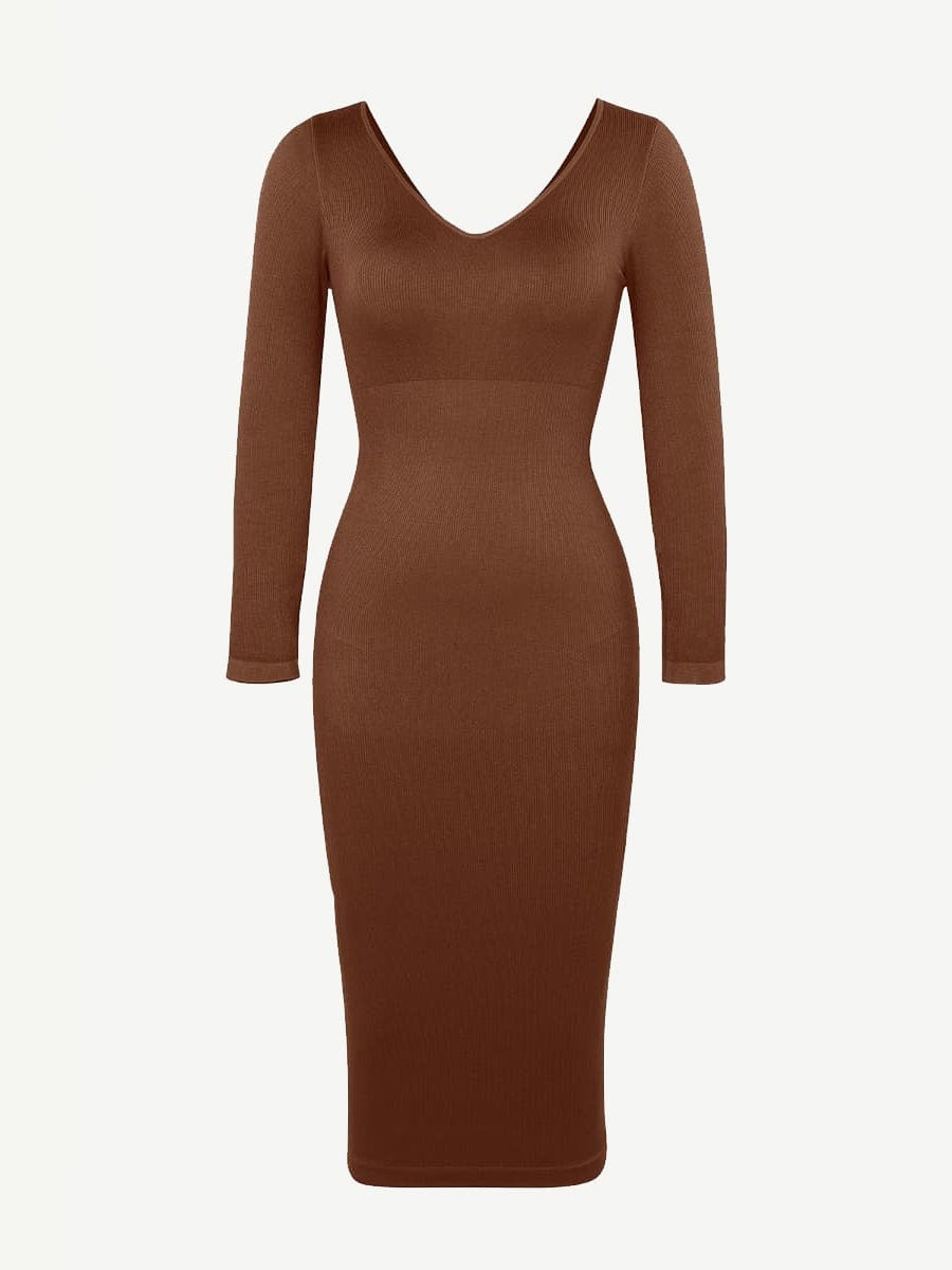 V-Neck Waist Control Dress with Removable Bra Pads