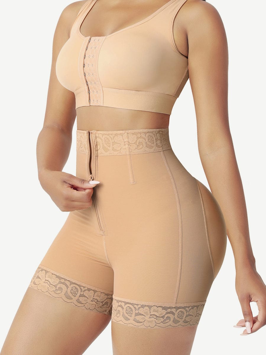 High Waist Thigh Slimmer With Front Zipper