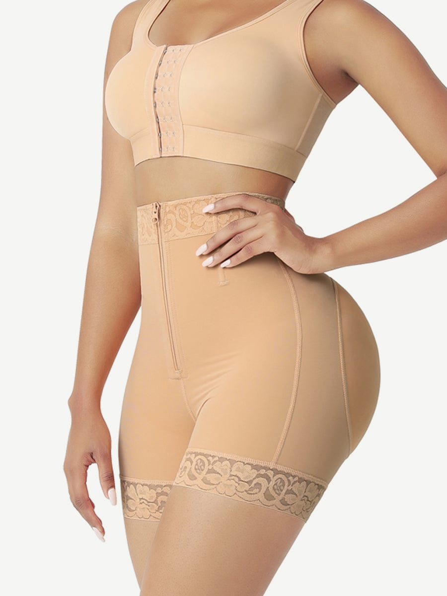 High Waist Thigh Slimmer With Front Zipper