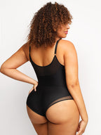 Deep V-Neck Mesh Sheer Bodysuit