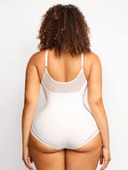 Deep V-Neck Mesh Sheer Bodysuit