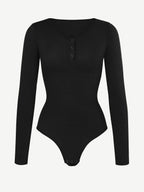 Long Sleeve Scoop Neckline Versatile Bodysuit