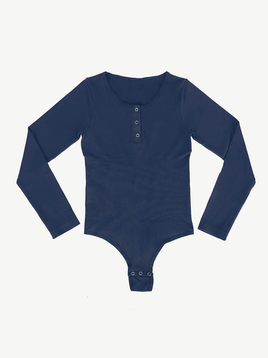 Long Sleeve Scoop Neckline Versatile Bodysuit - Auxieswear