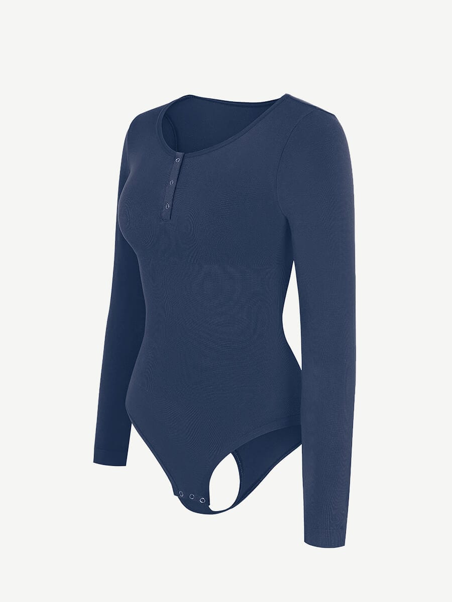 Long Sleeve Scoop Neckline Versatile Bodysuit