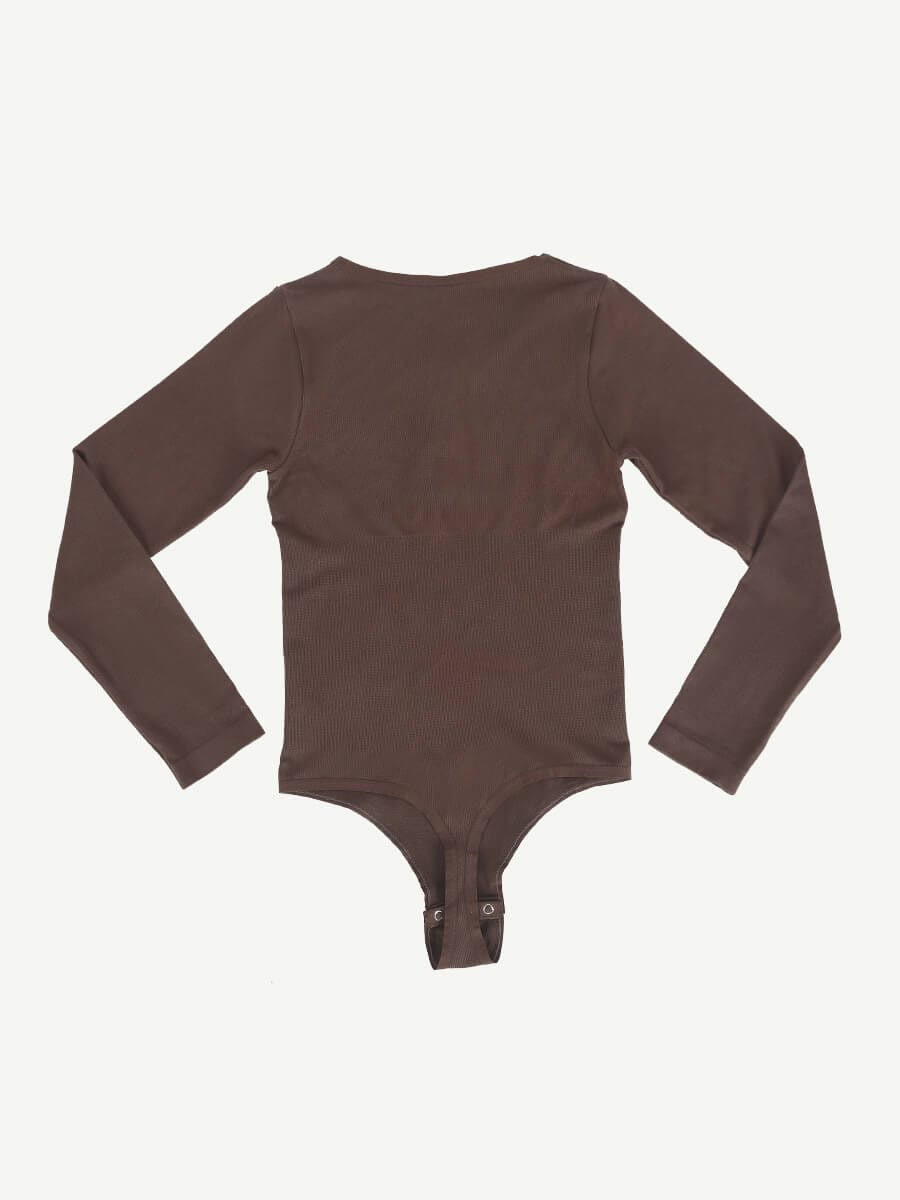 Long Sleeve Scoop Neckline Versatile Bodysuit