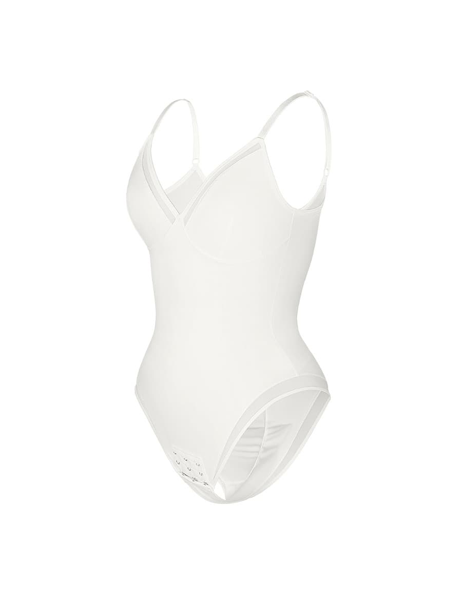 Deep V-Neck Mesh Sheer Bodysuit