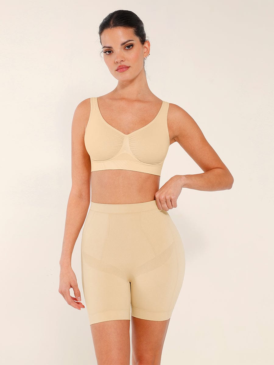 Seamless Mid-Waist Tummy Control Thigh Slimmer - Auxieswear