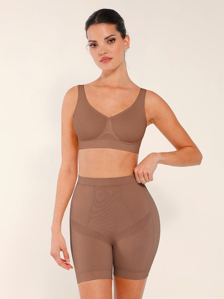Seamless Mid-Waist Tummy Control Thigh Slimmer - Auxieswear