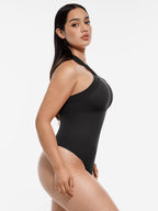 Ribbed Crossover Neck Straps Bodysuit