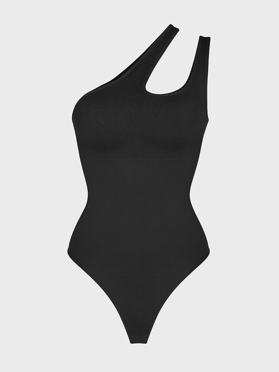 One-shoulder Waist and Abdomen Sculpt Bodysuit - Auxieswear