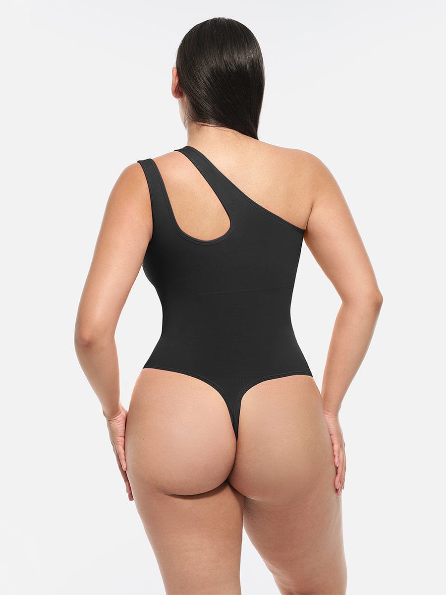 One-shoulder Waist and Abdomen Sculpt Bodysuit - Auxieswear