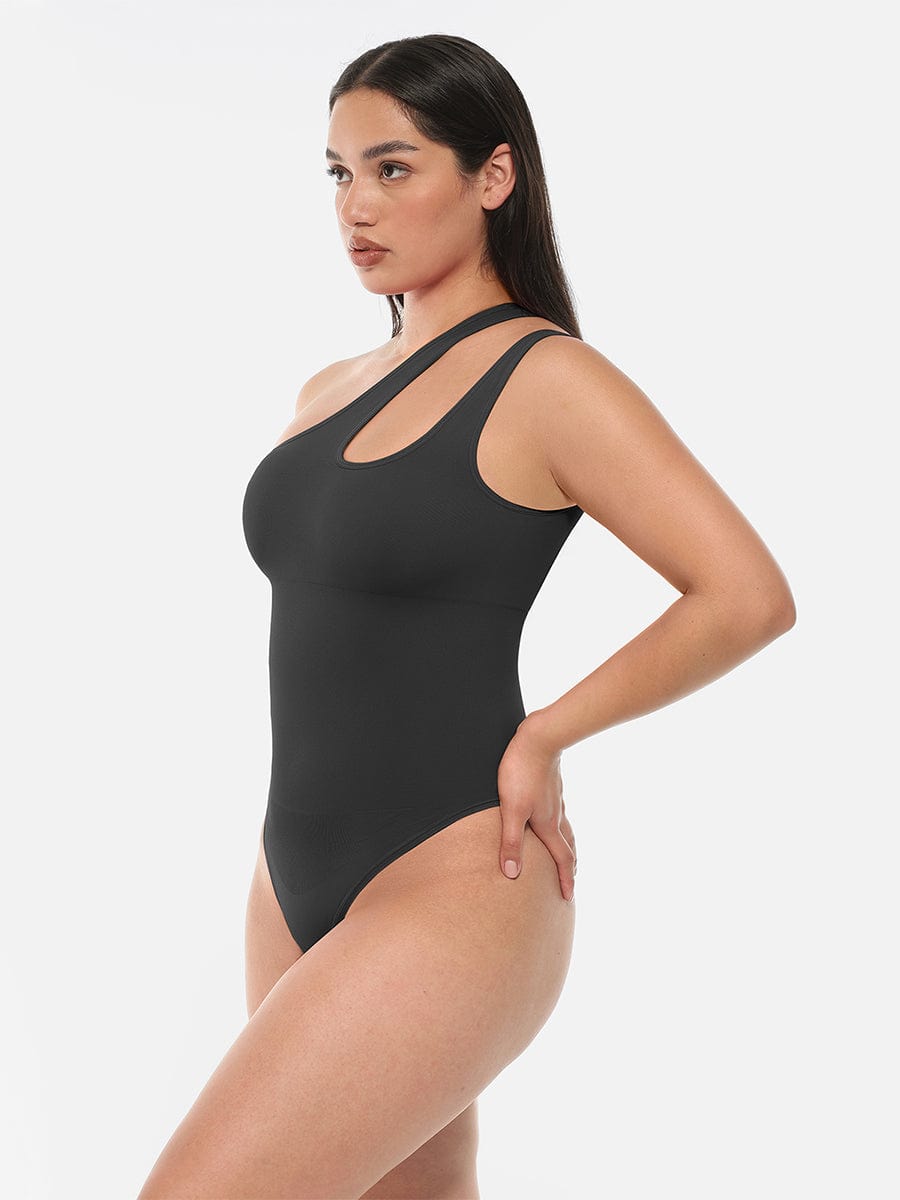 One-shoulder Waist and Abdomen Sculpt Bodysuit - Auxieswear