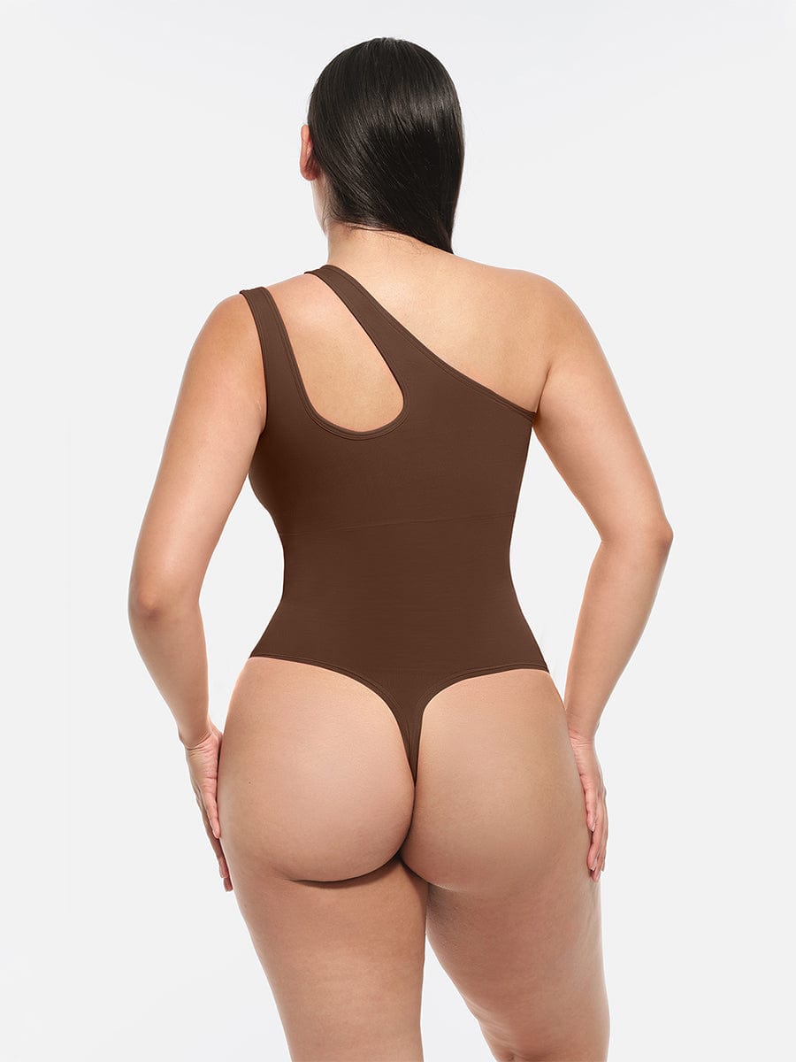 One-shoulder Waist and Abdomen Sculpt Bodysuit - Auxieswear