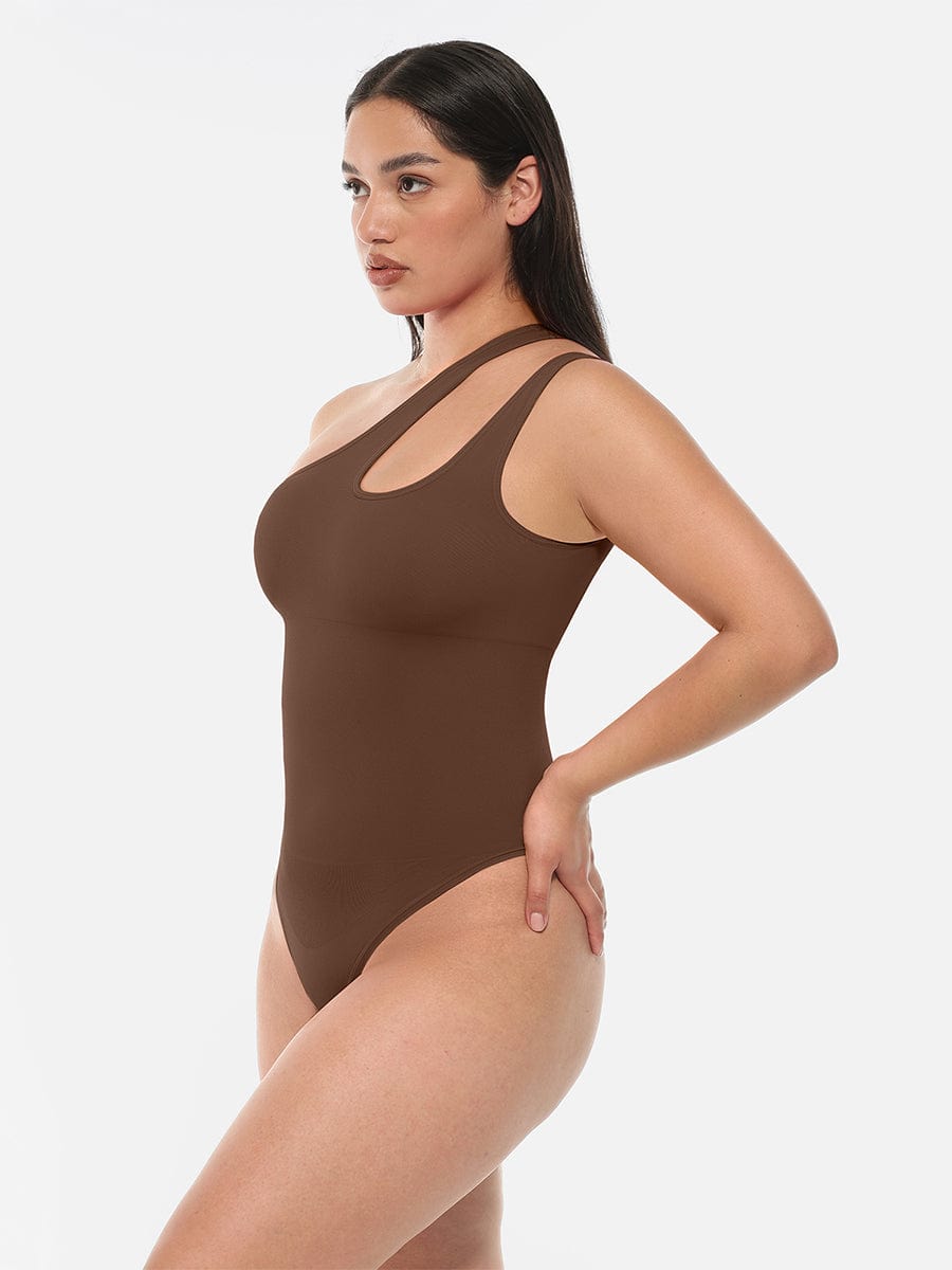 One-shoulder Waist and Abdomen Sculpt Bodysuit - Auxieswear