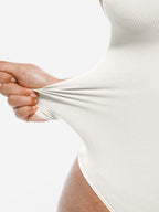 Ribbed Crossover Neck Straps Bodysuit