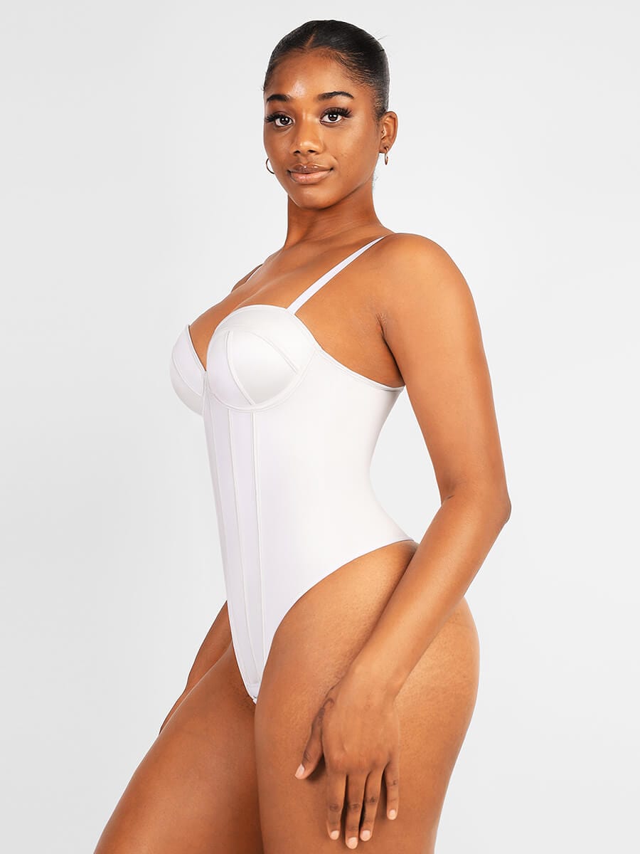 Corset-Style Bodysuit with Underwire Cups - Auxieswear