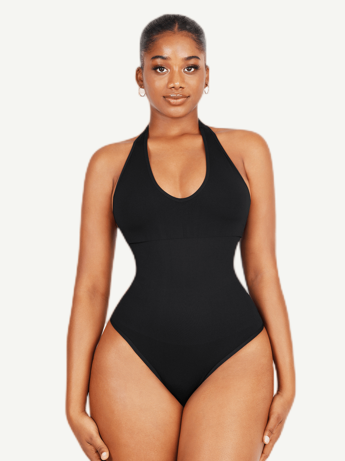 Halter Neck Deep V-Cut Contouring Bodysuit