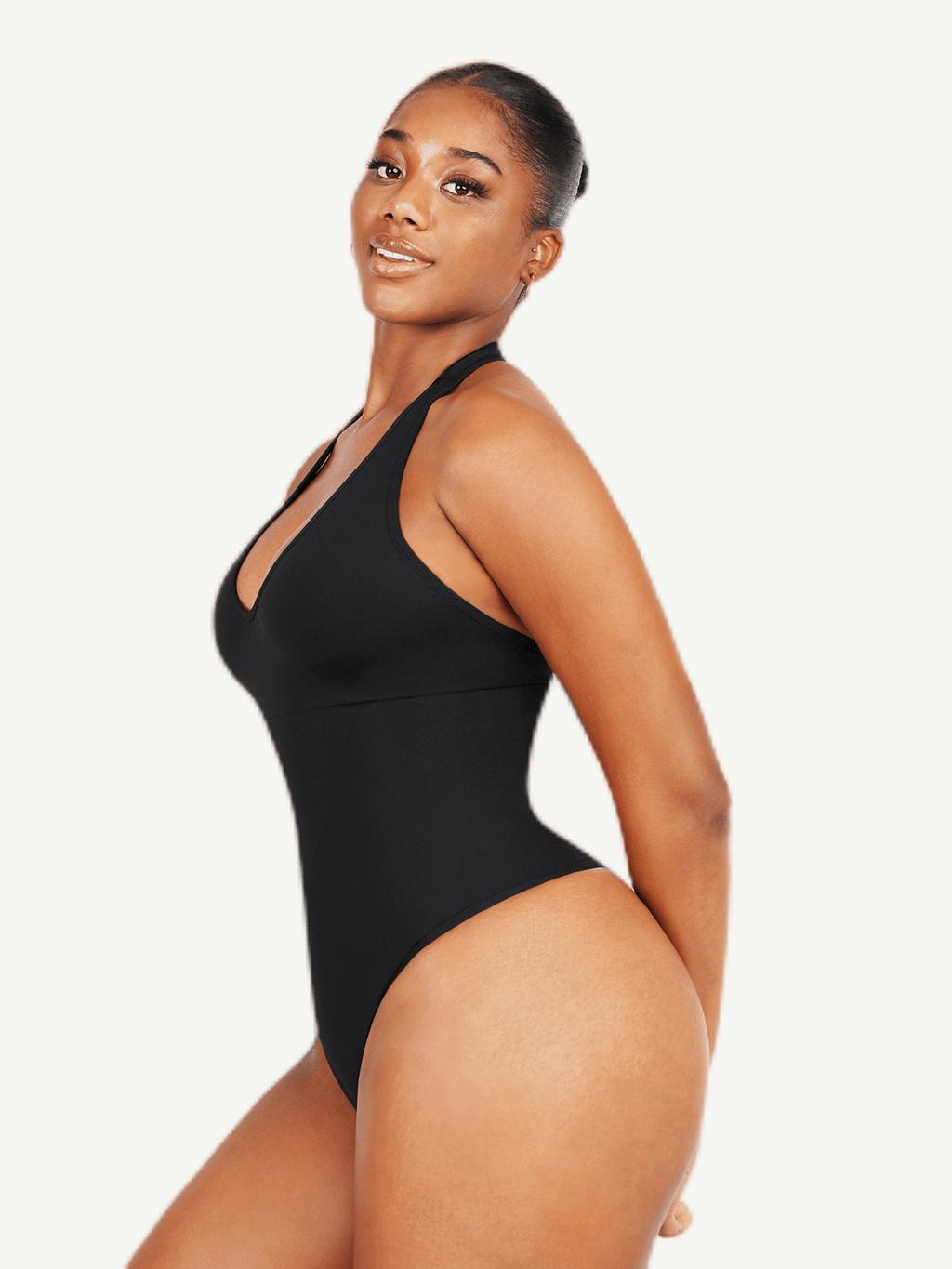 Halter Neck Deep V-Cut Contouring Bodysuit - Auxieswear