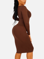 Retro Square Neck Waist Control Dress With Removable Bra Pads