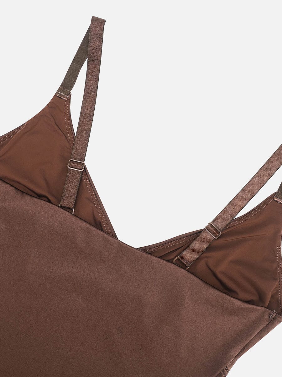 Satin Built-in Elastic Mesh Fabric Bodysuit - Auxieswear