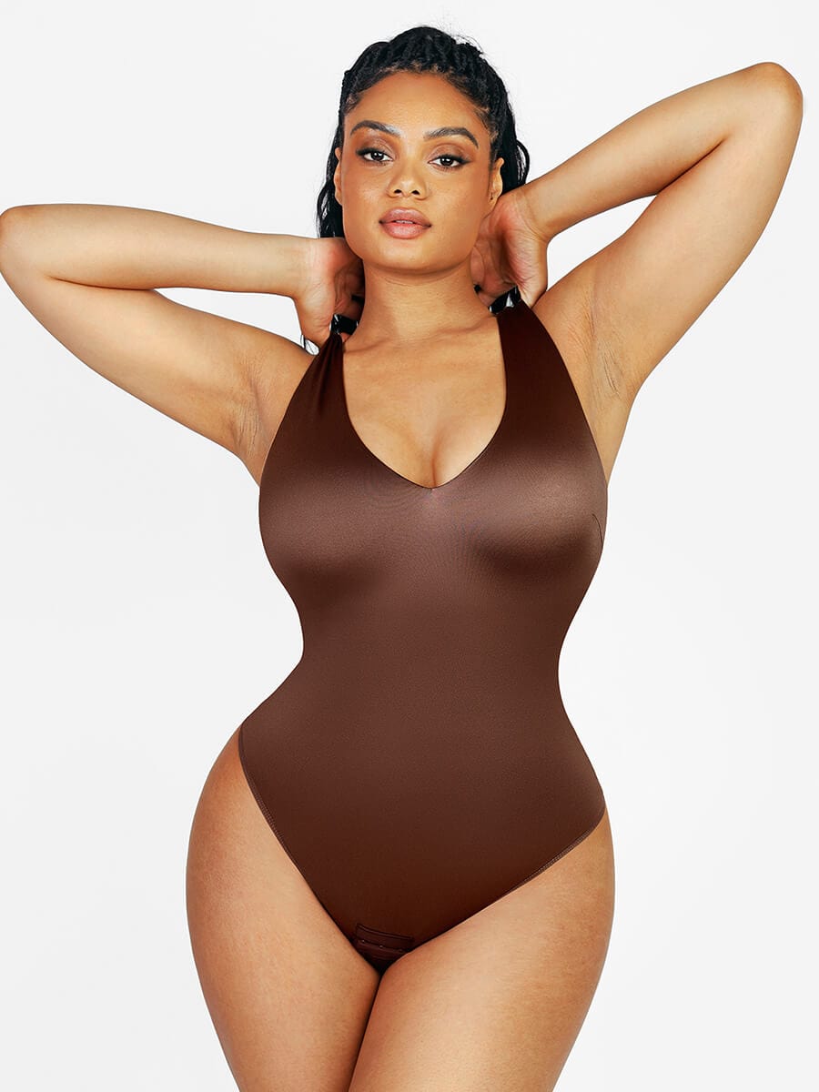 Deep V-neck Waist & Abdomen sculpting Bodysuit - Auxieswear