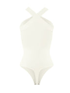 Ribbed Crossover Neck Straps Bodysuit
