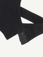 Ribbed Crossover Neck Straps Bodysuit