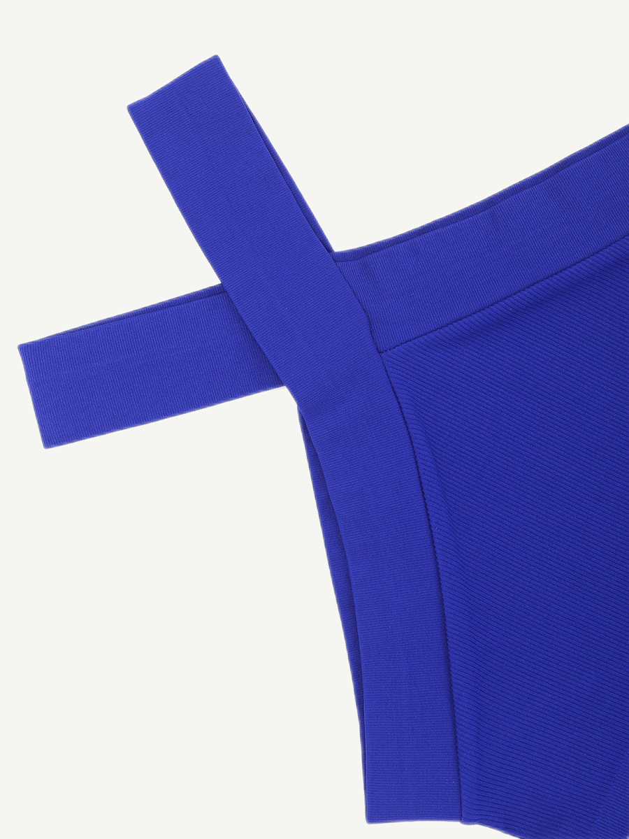Ribbed Crossover Neck Straps Bodysuit