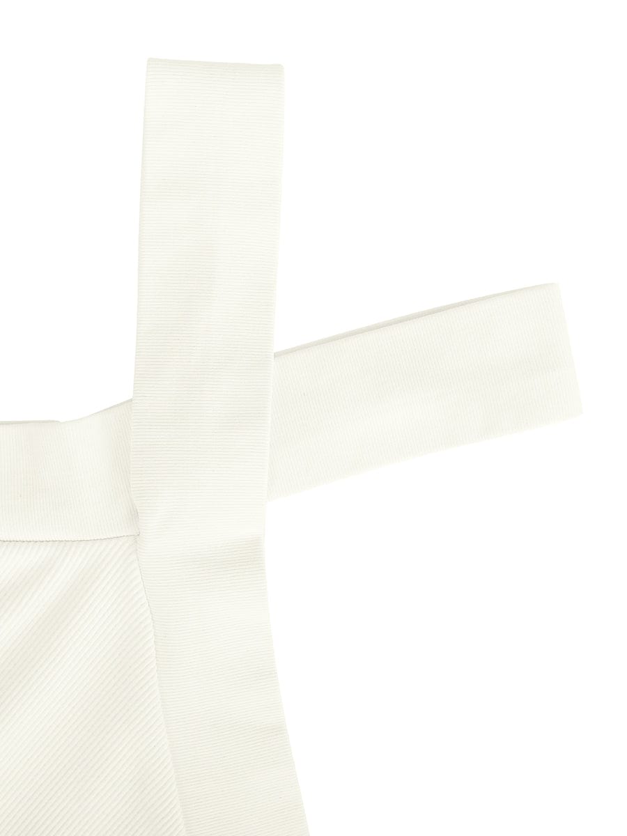 Ribbed Crossover Neck Straps Bodysuit - Auxieswear