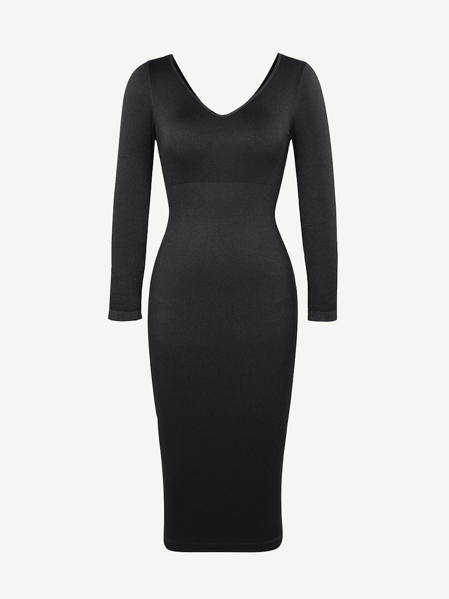 V-Neck Waist Control Dress with Removable Bra Pads