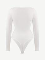 Square Neck Long Sleeve Waist Control Thong Bodysuit