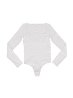 Square Neck Long Sleeve Waist Control Thong Bodysuit