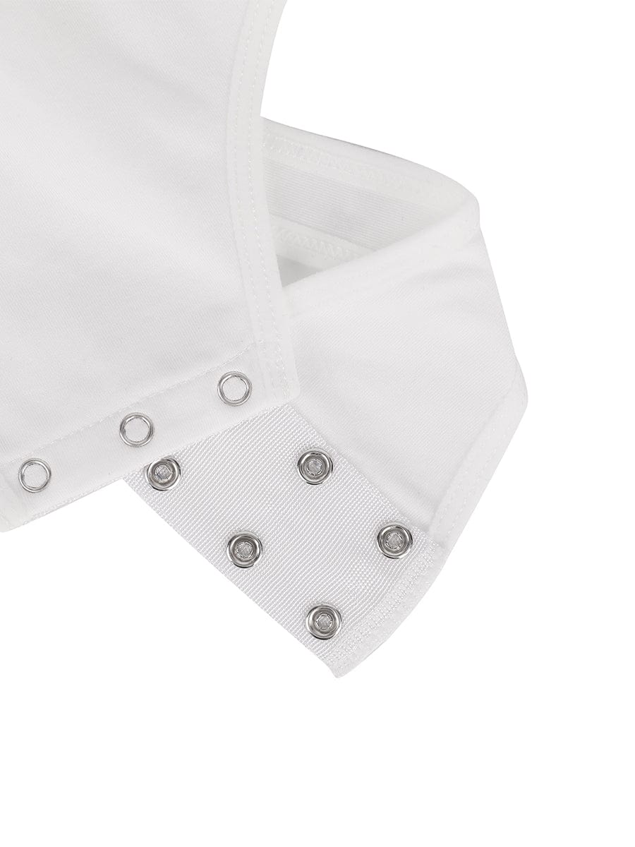 Square Neck Long Sleeve Waist Control Thong Bodysuit - Auxieswear