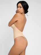 Low-Cut Backless Bodysuit with Snap Crotch