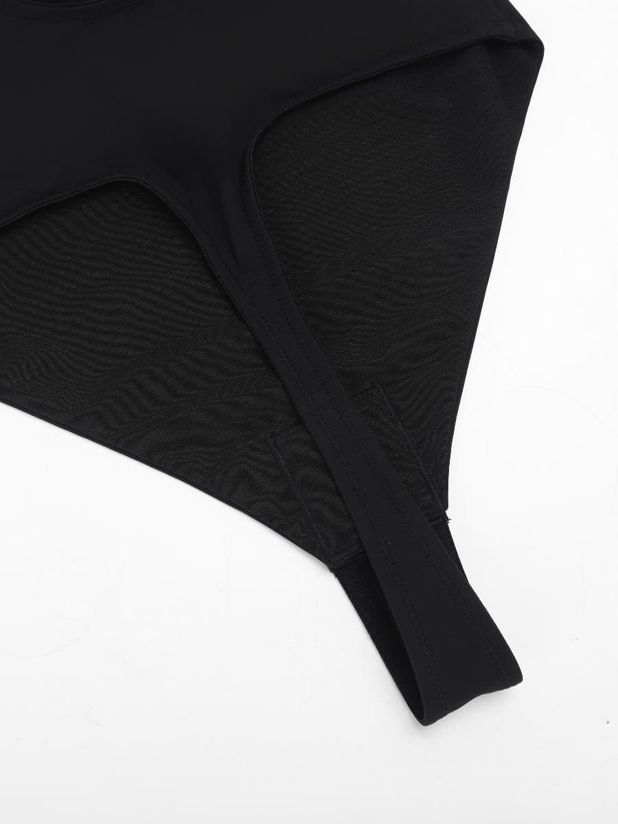 Low-Cut Backless Bodysuit with Snap Crotch