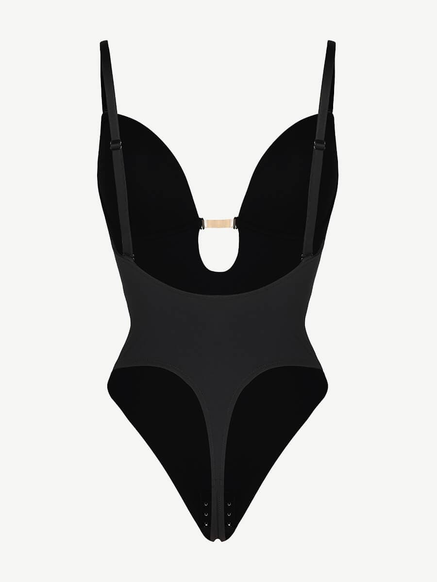 Low-Cut Backless Bodysuit with Snap Crotch