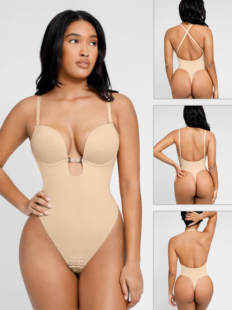 Low-Cut Backless Bodysuit with Snap Crotch