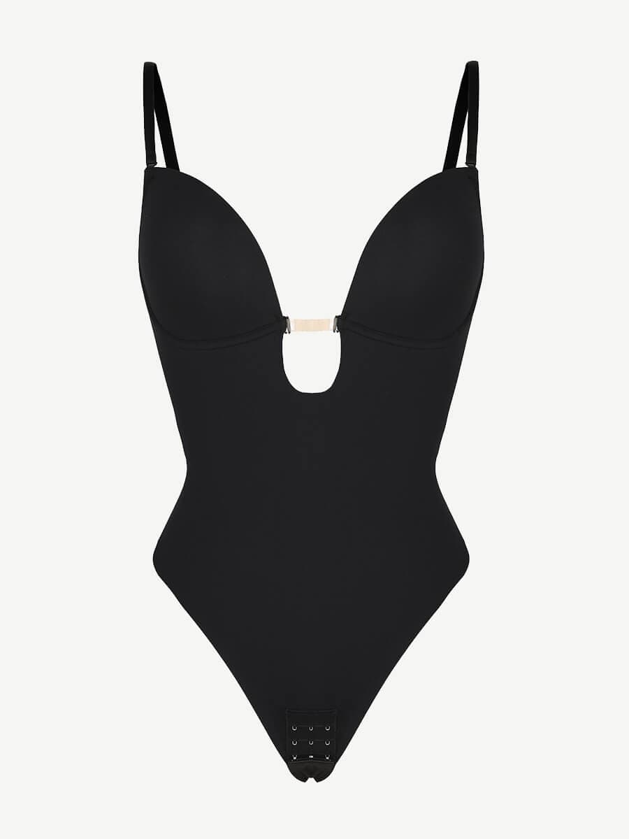 Low-Cut Backless Bodysuit with Snap Crotch - Auxieswear