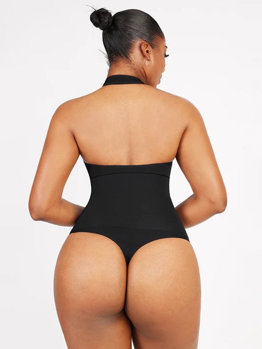 Halter Neck Deep V-Cut Contouring Bodysuit
