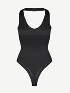Halter Neck Deep V-Cut Contouring Bodysuit
