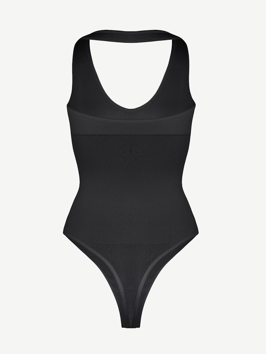 Halter Neck Deep V-Cut Contouring Bodysuit