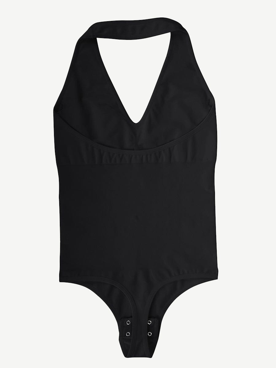 Halter Neck Deep V-Cut Contouring Bodysuit